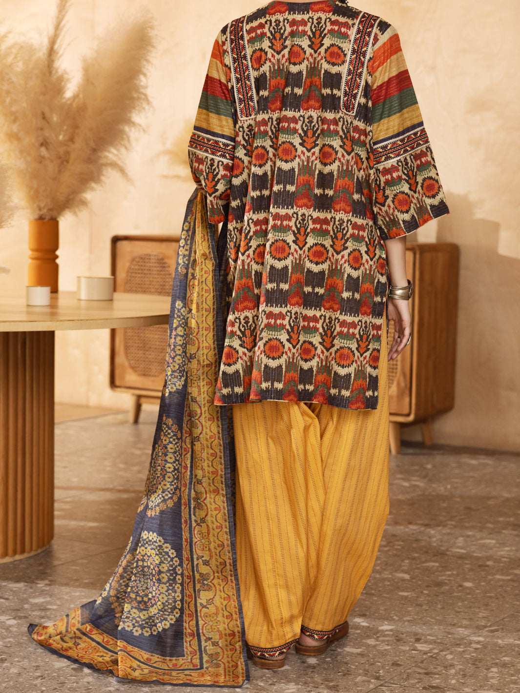 Multicolor Hand-Woven Lurex 3 Piece Stitched - ALP-3PS-1301