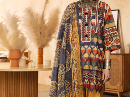 Multicolor Hand-Woven Lurex 3 Piece Stitched - ALP-3PS-1301
