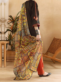 Black Hand-Woven Lurex 3Pc Stitched - ALP-3PS-1304