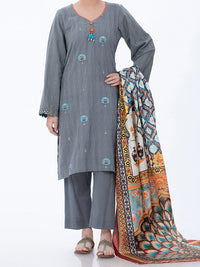 Grey Jacquard 3Pc Unstitched - ALP-3PS-1315