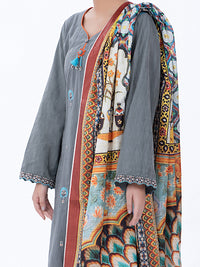 Grey Jacquard 3Pc Unstitched - ALP-3PS-1315