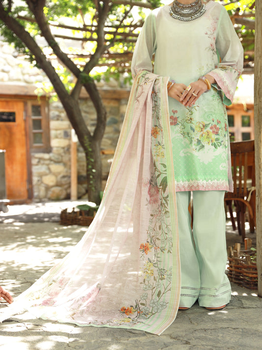 Pista Green Lawn 3Pc Unstitched - ALP-3PS-1375