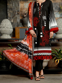 Black Jacquard 3Pc Unstitched - ALP-3PS-1389