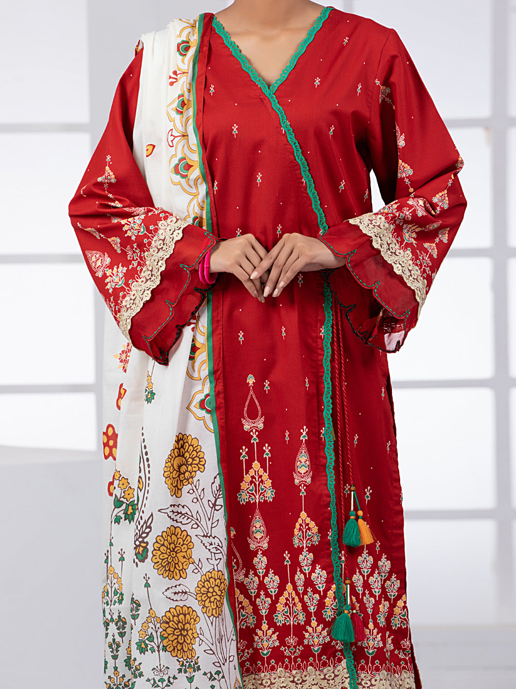 Maroon Lawn 2Pc Unstitched - ALP-2PS-1447B