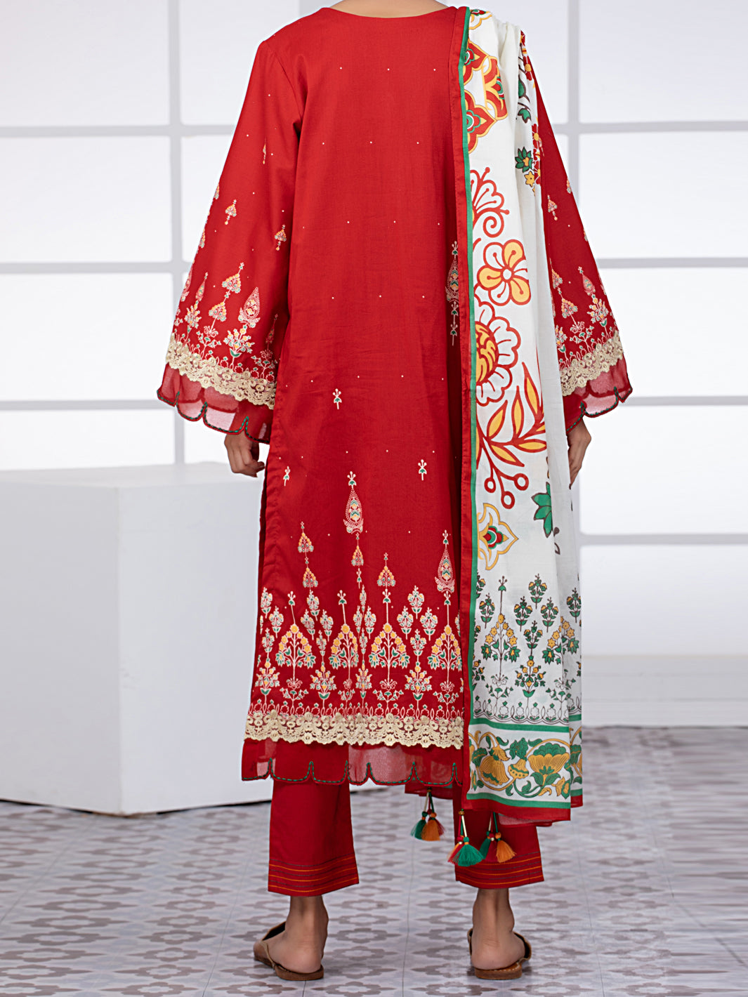 Maroon Lawn 2Pc Unstitched - ALP-2PS-1447B