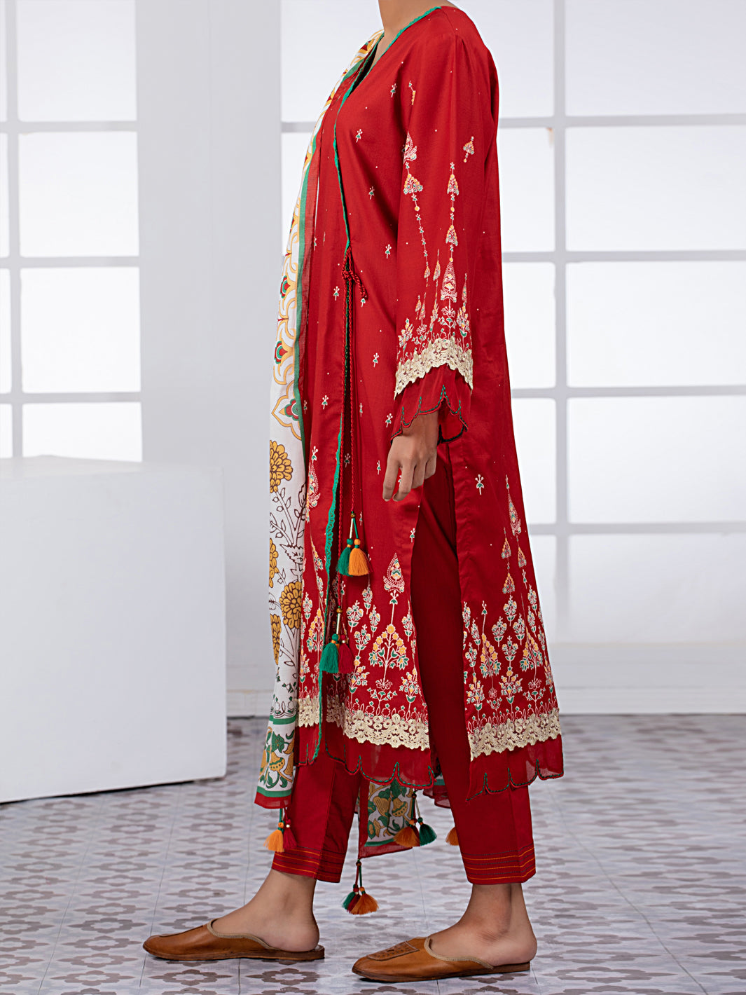 Maroon Lawn 2Pc Unstitched - ALP-2PS-1447B