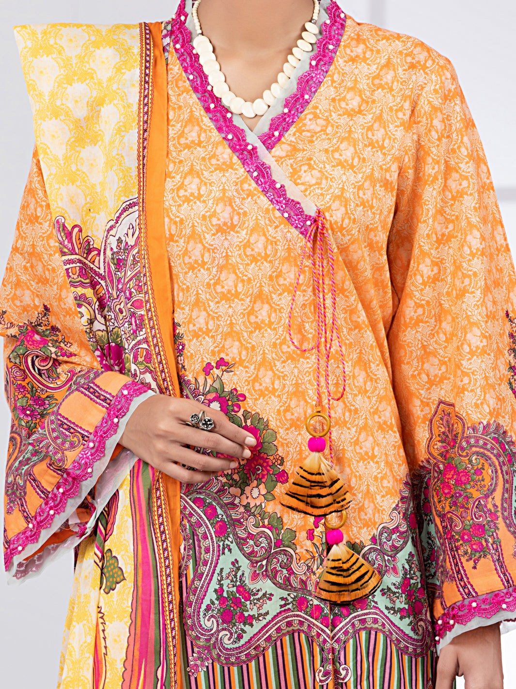 Orange Lawn 3Pc Unstitched - ALP-3PS-1475