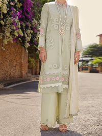 Pista Green Organza 3 Piece Unstitched - ALP-3PS-1534