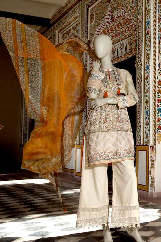 Beige Lawn 3Pc Unstitched - ALP-346