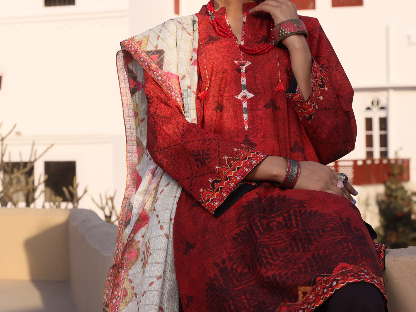 Maroon Lawn 3 Piece Stitched - ALP-3PS-1118/S