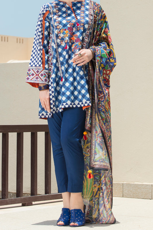 Blue 3 Piece Stitched - ALP-3PS-573