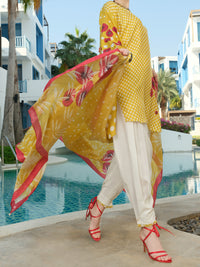 Yellow Viscose Net 3 Piece Stitched - ALP-3PS-840