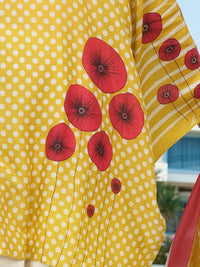 Yellow Viscose Net 3 Piece Stitched - ALP-3PS-840