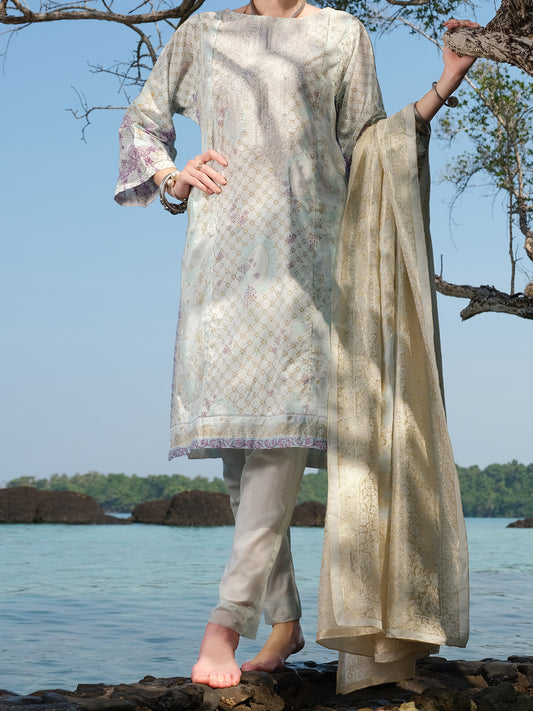 Aqua Lawn 3 Piece Unstitched - ALP-3PS-857