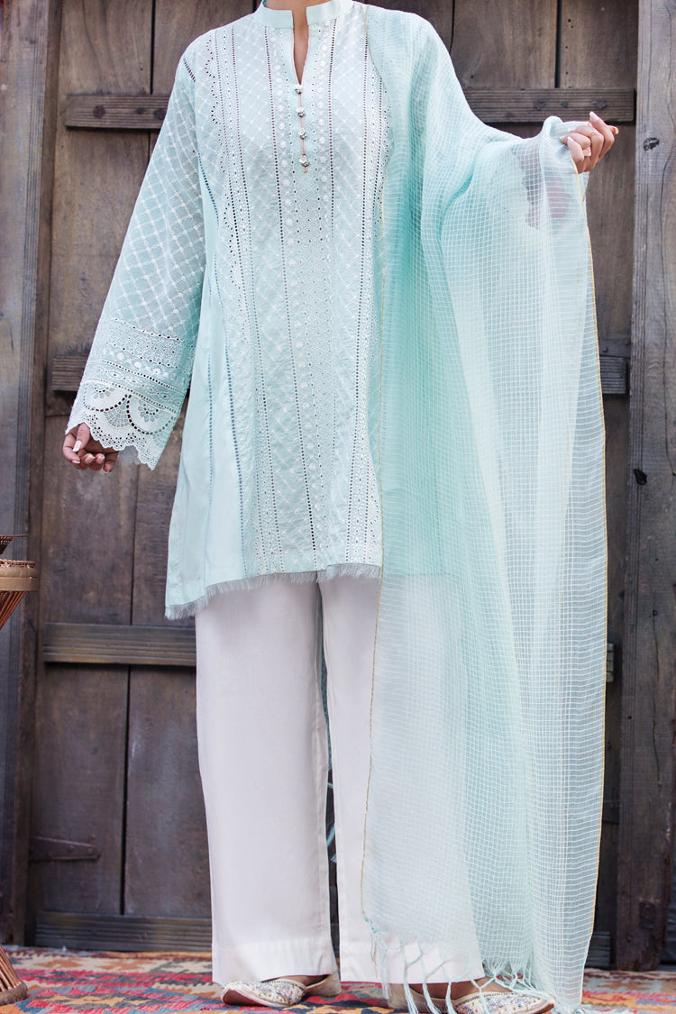 Sky Blue Schiffli 3Pc Unstitched - ALP-454