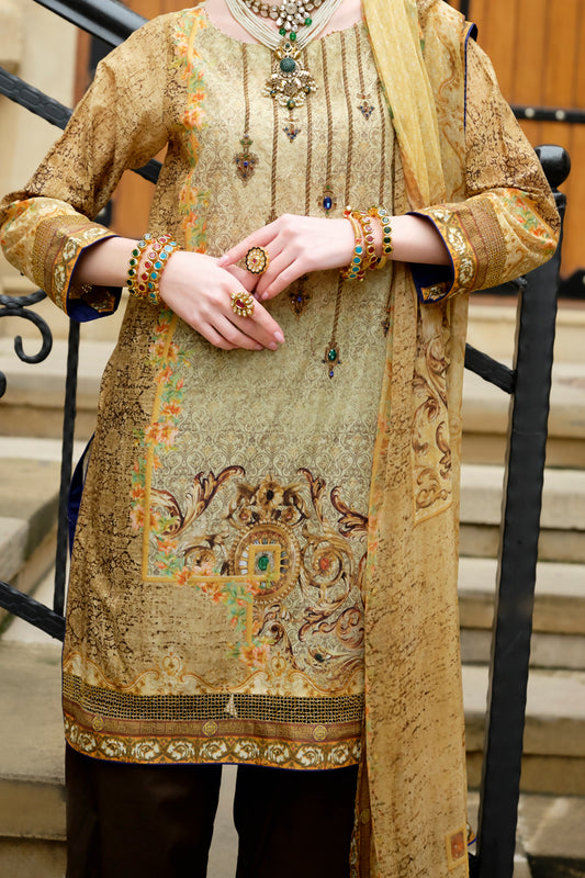 Natural Lawn 3 Piece Unstitched - ALP-678