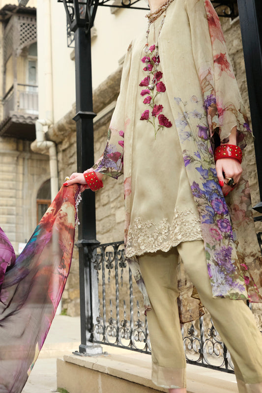 Natural Chiffon 3Pc Stitched - ALP-689