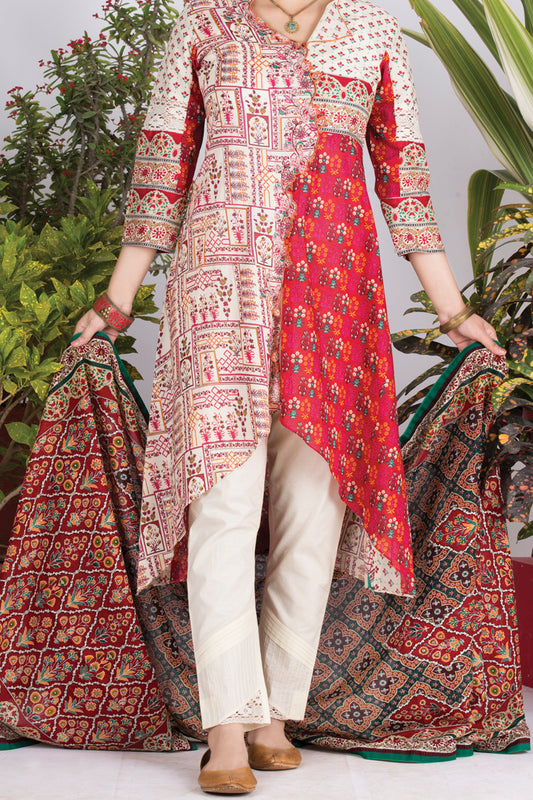 Off White Lawn 3 Piece Stitched - ALP-700