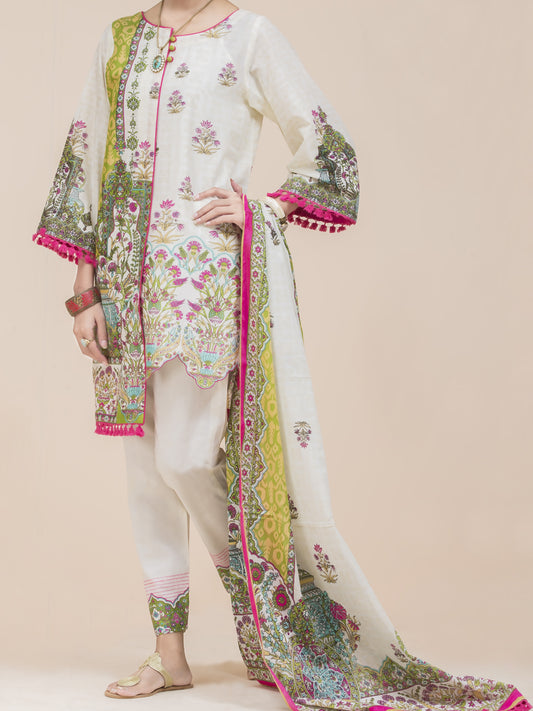 Off White Lawn 3 Piece Unstitched - ALP-3PS-777
