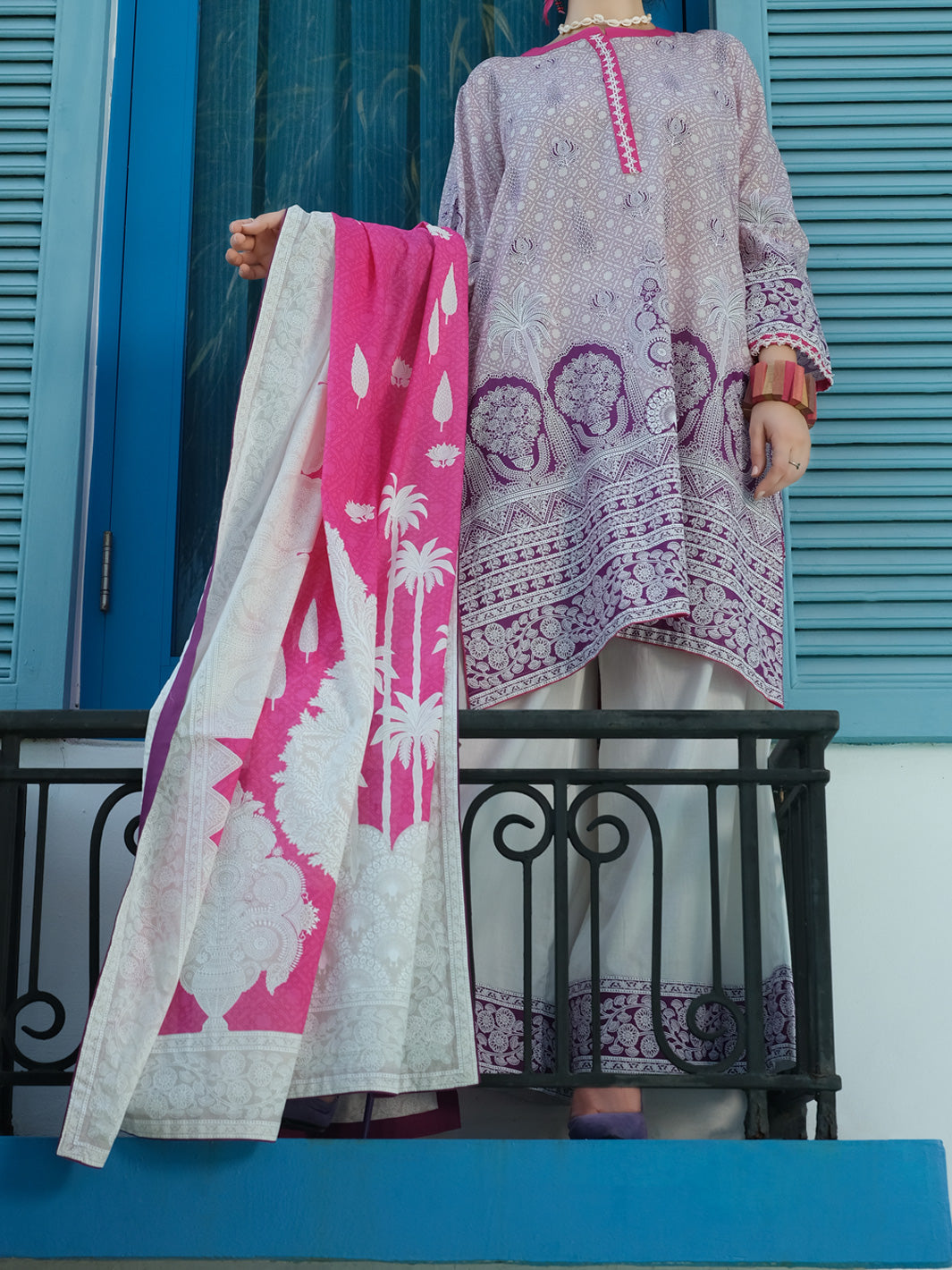 Purple 3Pc Unstitched - ALP-3PS-779