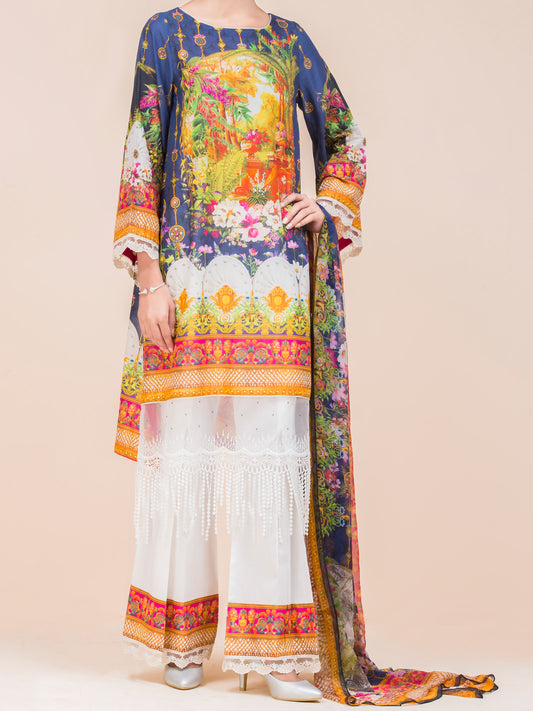 Blue Lawn 3 Piece Stitched - ALP-3PS-786