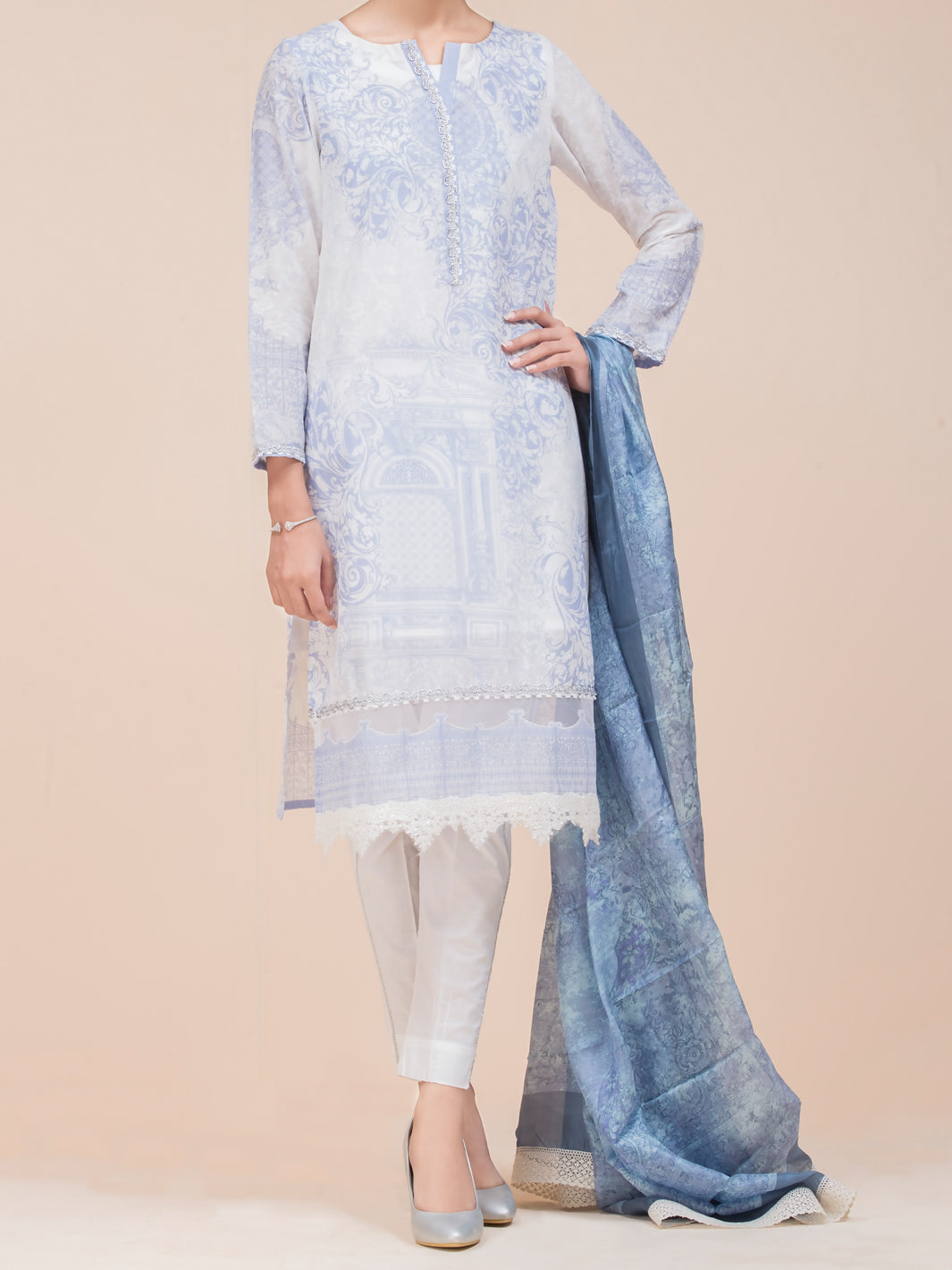 White Lawn 3 Piece Unstitched - ALP-3PS-795