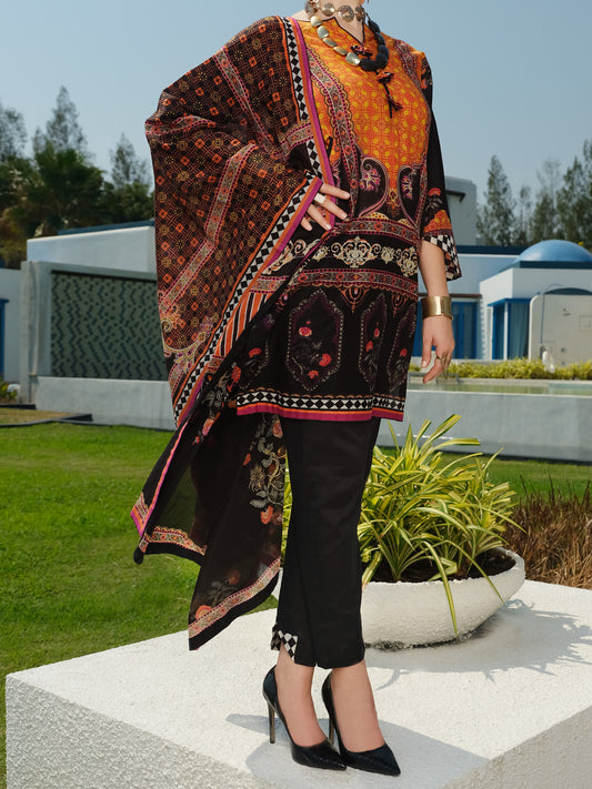 Black Lawn 3 Piece Unstitched - ALP-3PS-799