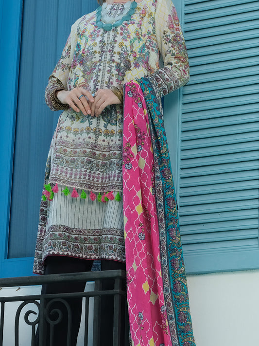 Off White 3 Piece Unstitched - ALP-3PS-804