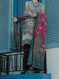 Off White Lawn 3Pc Stitched - ALP-3PS-804