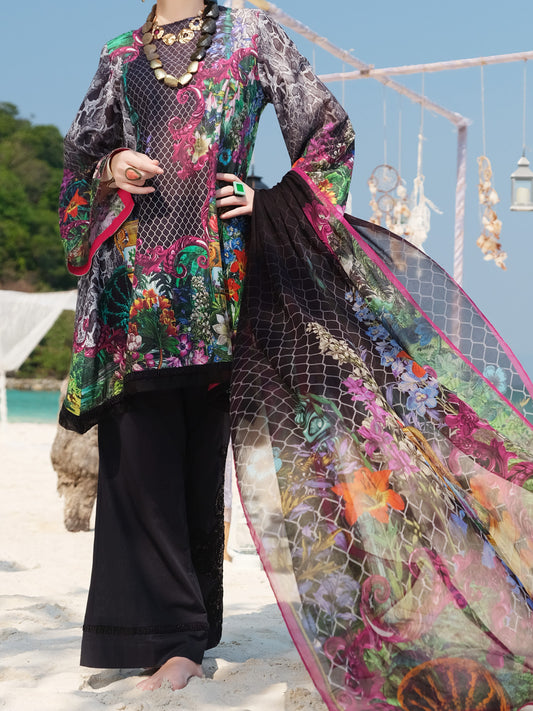 Black Lawn 3 Piece Unstitched - ALP-3PS-818