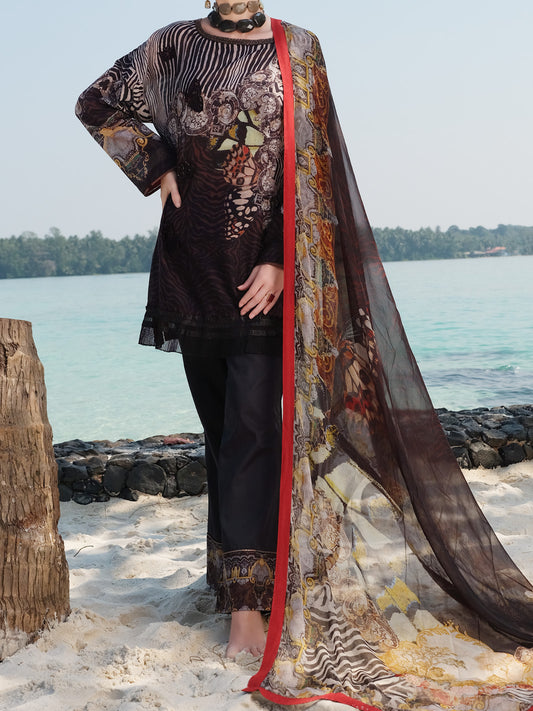 Black Lawn 3 Piece Unstitched - ALP-3PS-821