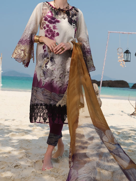 Purple Jacquard 3Pc Stitched - ALP-3PS-824