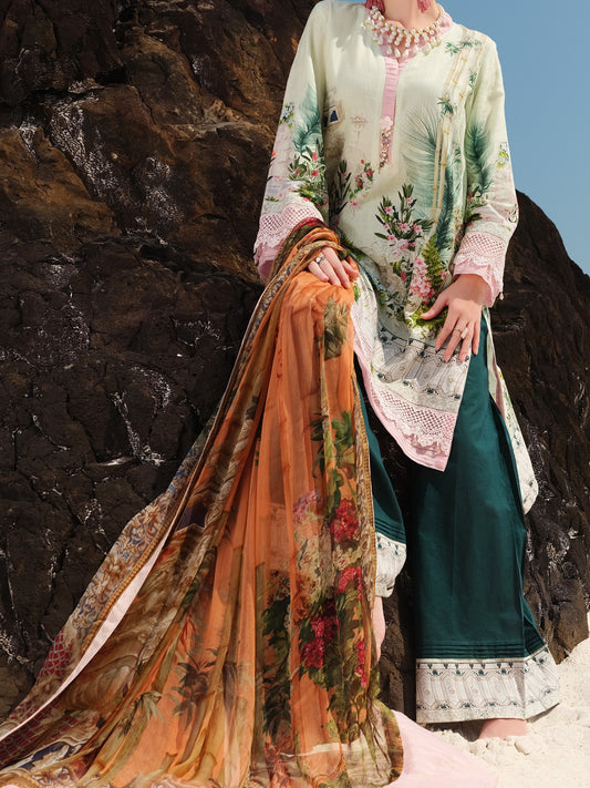 Pista Green Jacquard 3Pc Stitched - ALP-3PS-825