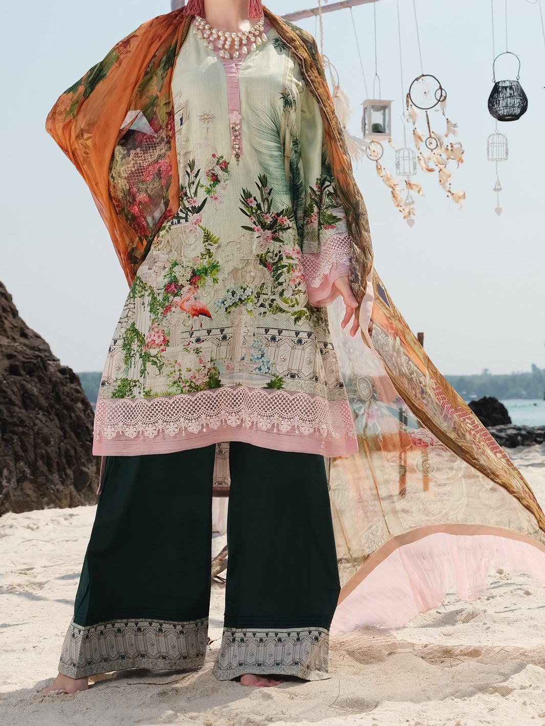 Pista Green Jacquard 3Pc Stitched - ALP-3PS-825