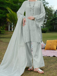 Sea Green Schiffli Lawn 3Pc Stitched - ALP-3PS-827