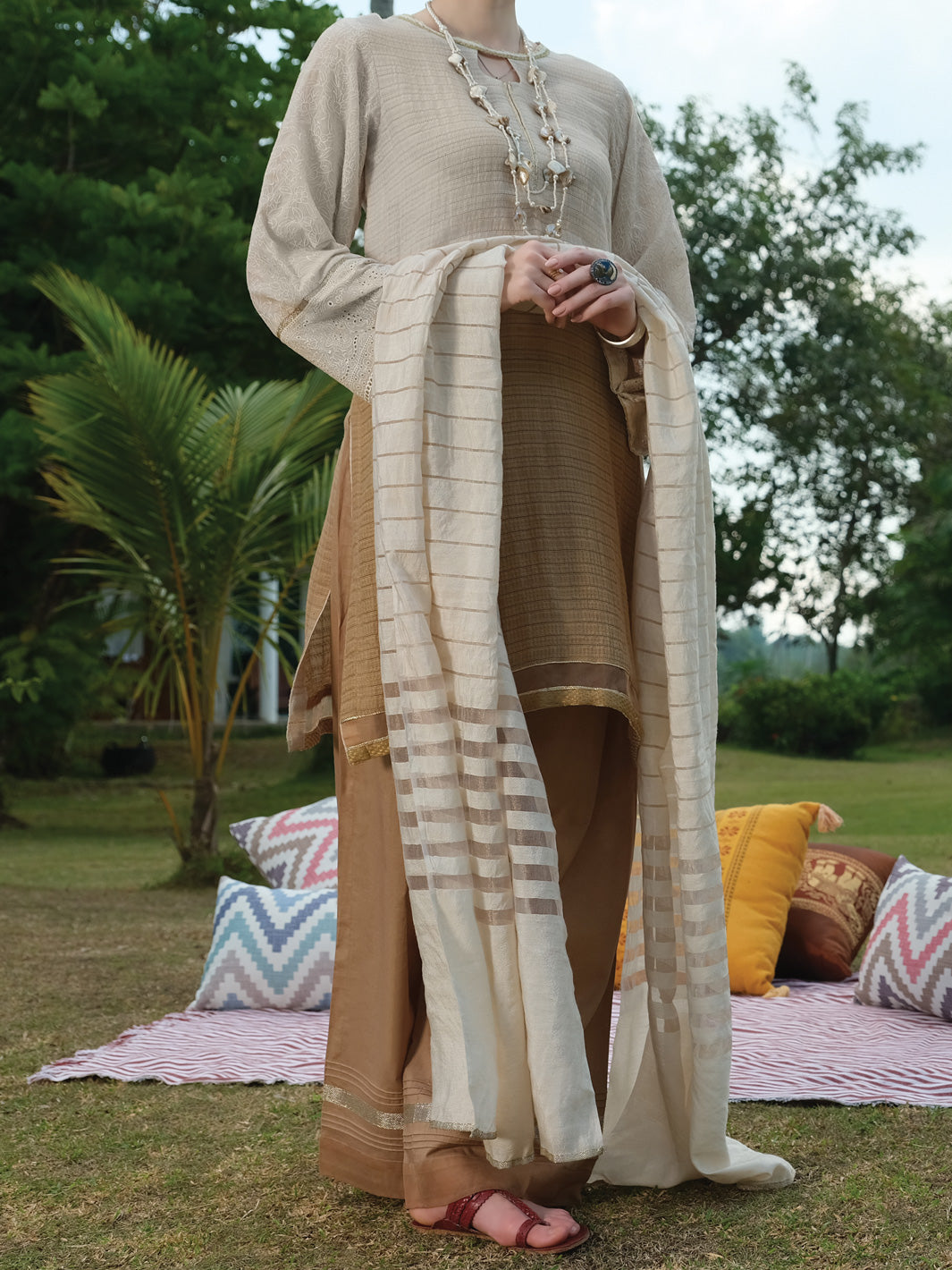 Beige 3 Piece Unstitched - ALP-3PS-828
