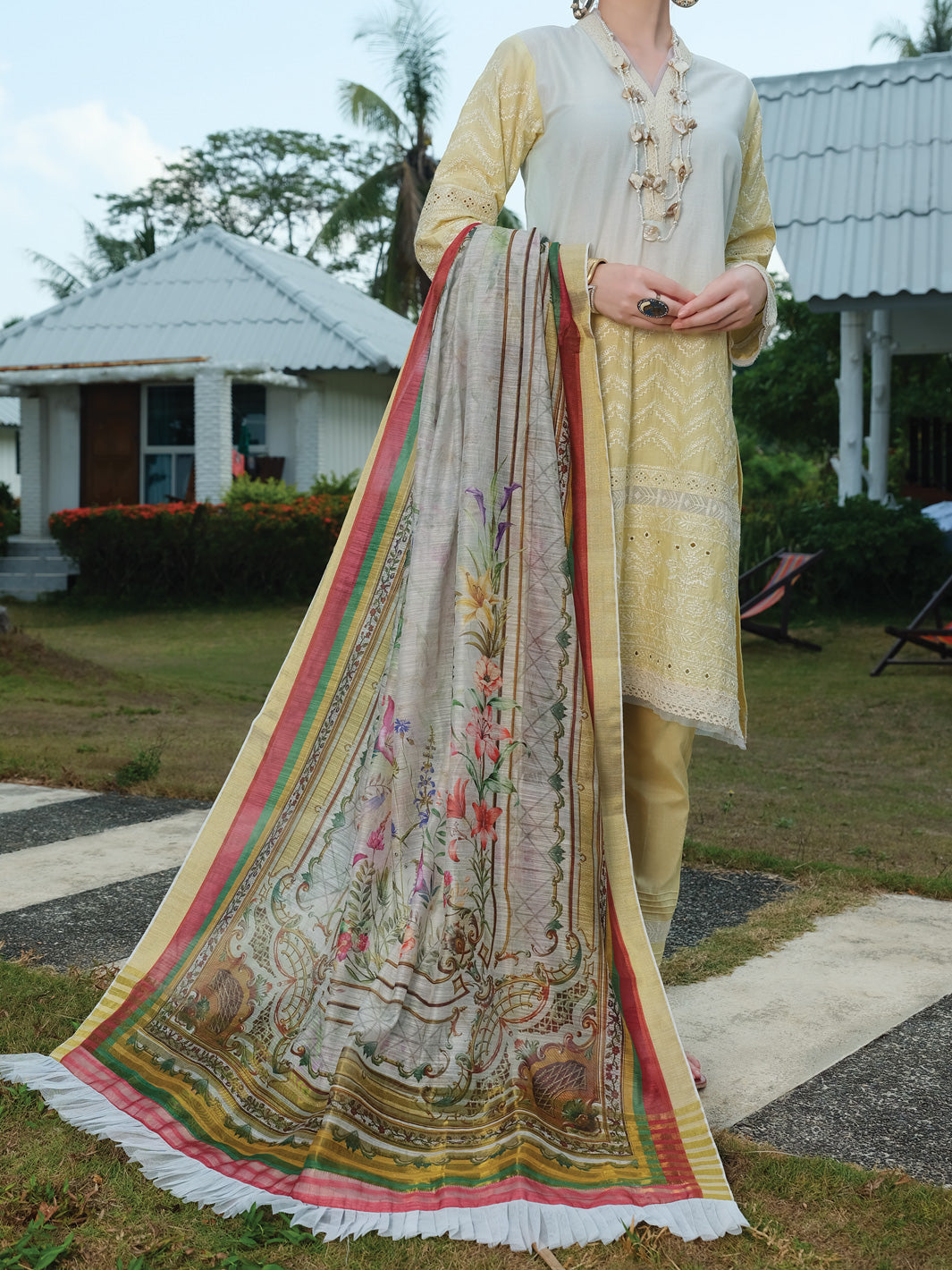 Lime Schiffli Lawn 3Pc Stitched - ALP-3PS-829