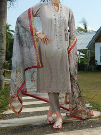 Grey Schiffli Lawn 3Pc Stitched - ALP-3PS-831
