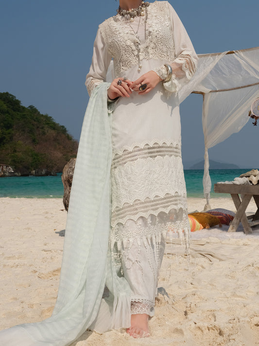 Sky Blue Jacquard 3 Piece Unstitched - ALP-3PS-837