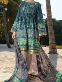 Teal Lawn 2Pc Unstitched - ALP-2PS-861