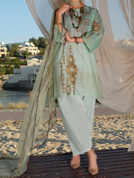 Aqua Lawn 3Pc Stitched - ALP-3PS-887