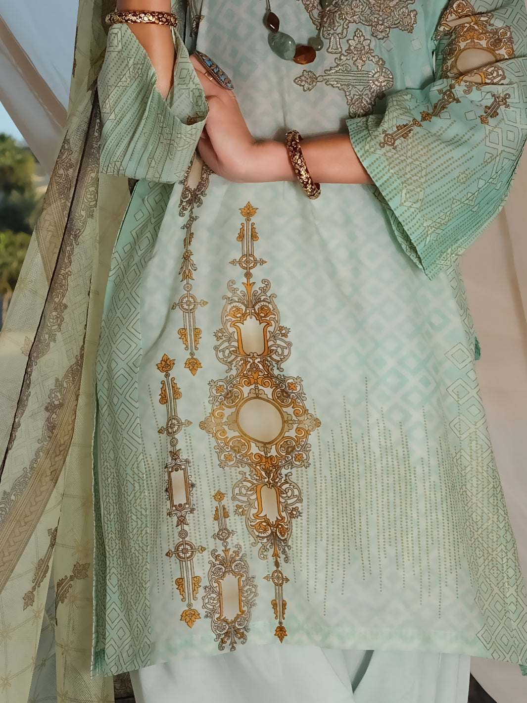 Aqua Lawn 3Pc Stitched - ALP-3PS-887