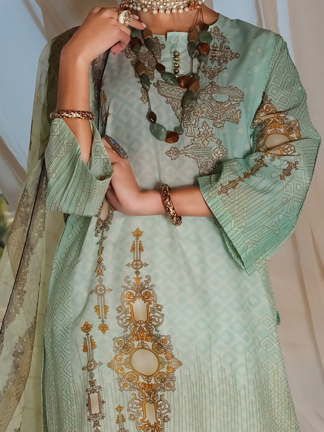 Aqua Lawn 3Pc Stitched - ALP-3PS-887