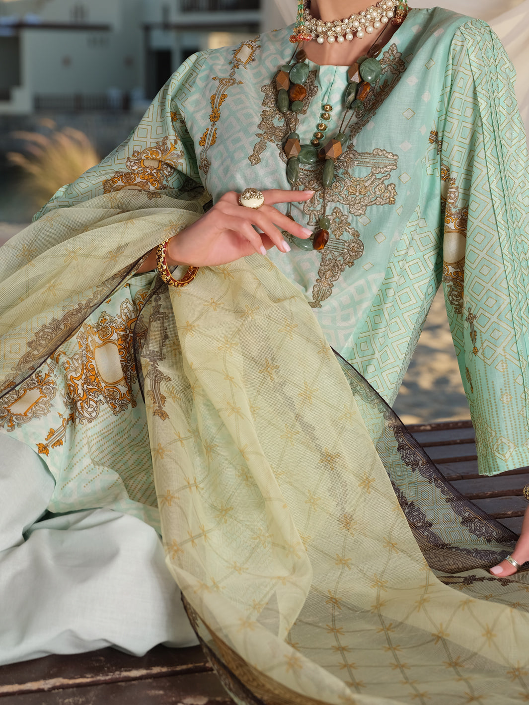 Aqua Lawn 3Pc Stitched - ALP-3PS-887