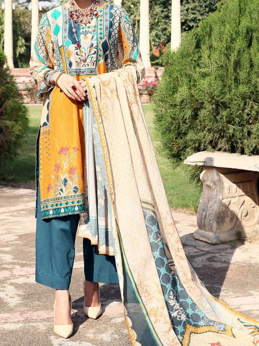 Mustard Lawn 3 Piece Unstitched - ALP-3PS-923