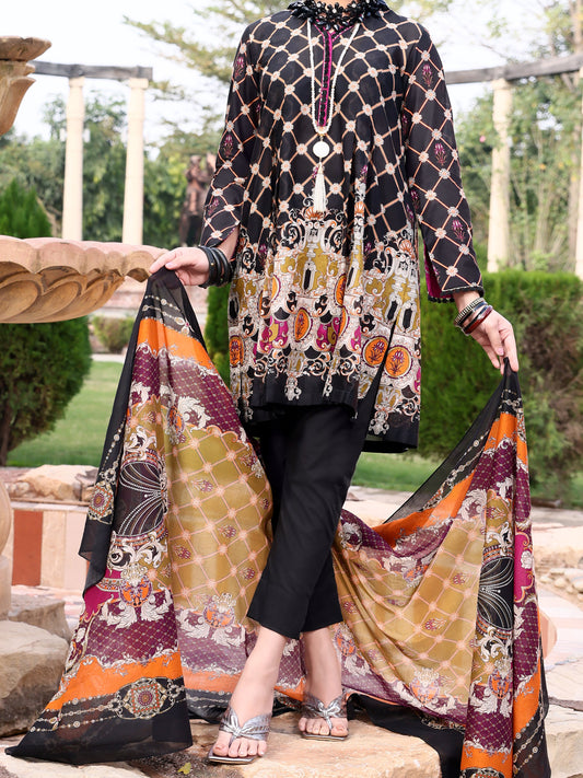 Black Lawn 3 Piece Unstitched - ALP-3PS-925
