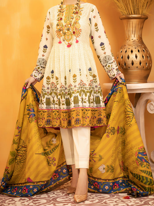 Yellow Lawn 3Pc Stitched - ALP-931