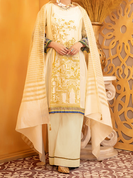 Yellow Lawn 3 Piece Unstitched - ALP-933