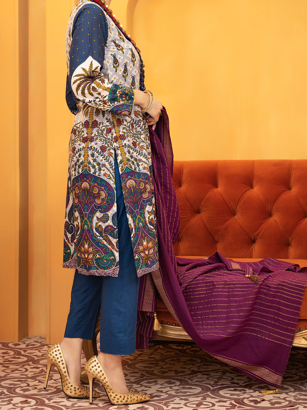 Blue Lawn 3Pc Stitched - ALP-934