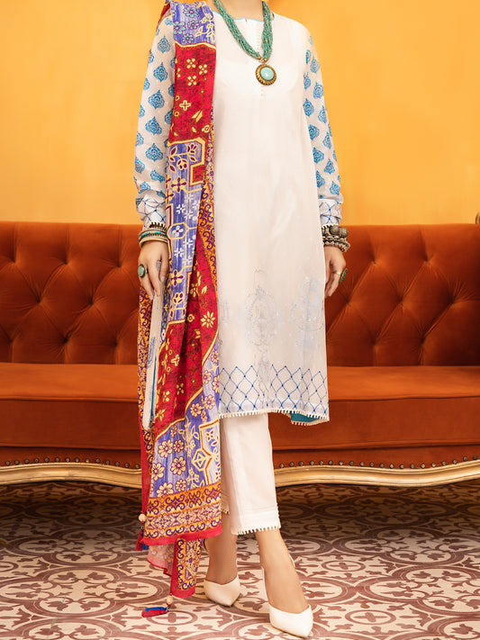White Lawn 3 Piece Unstitched - ALP-935